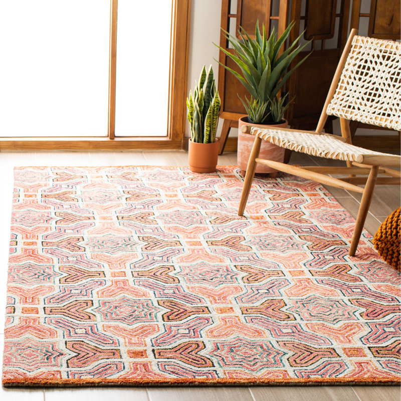 Union Rustic Deyoung Wool Pink/Orange Rug Wayfair